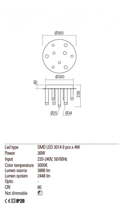 Plafoniera REDO Madison 01-2040 LED 36W h236 Ø360 2448lm 3000K IP20 Nedimabil Cupru mat [2]