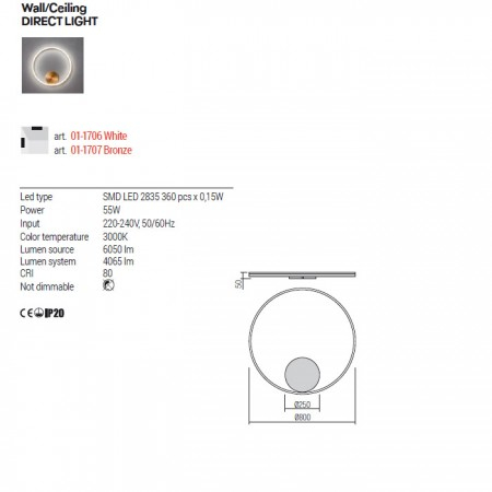 Plafoniera Redo Orbit, alb mat, direct light, 55W, 4065 lumeni, alb cald 3000K [2]