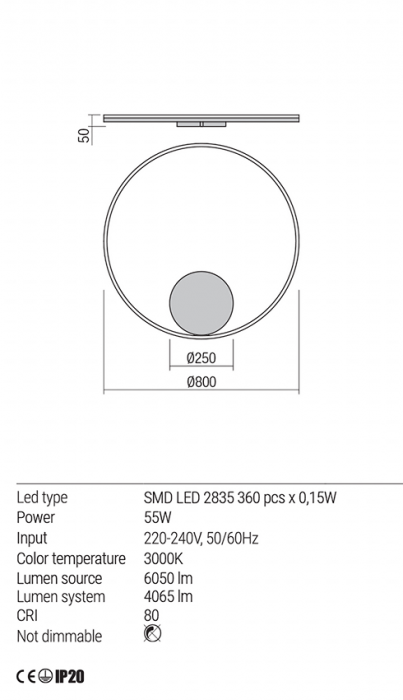 Plafoniera Redo Orbit LED Direct Light alb mat  55W  6050/4065 lumeni  alb cald  3000K 01-1706 [3]