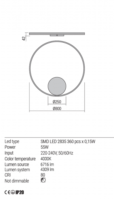 Plafoniera Redo Orbit LED Indirect Light alb mat  55W  4309 lumeni  alb neutru 4000K 01-1910 [3]