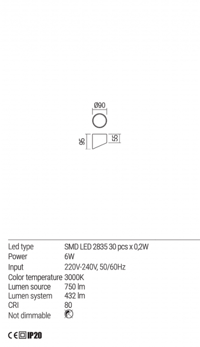 Plafoniera REDO Uto 01-1625 LED 6W 3000K 432lm Ø90 IP20 Nedimabila White [4]