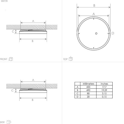 Plafonieră SELUCI LED 99779, Ø490 mm, LED, 4X10W, 3000-6500K, IP20, oțel, alb, plastic, alb, transparent [2]