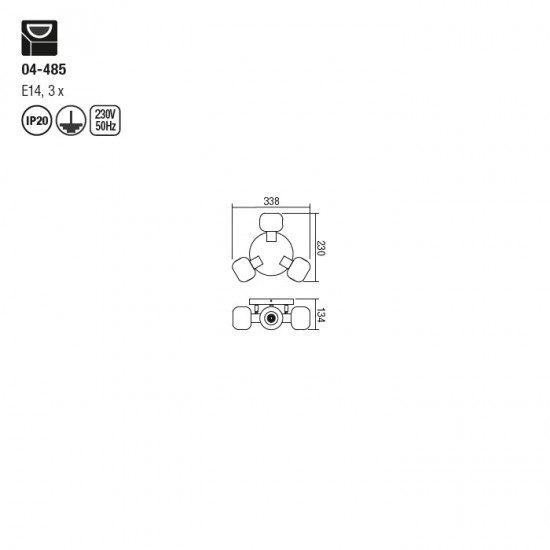 Plafoniera Smarter Amber, negru mat, 3XE14, 04-485 [2]