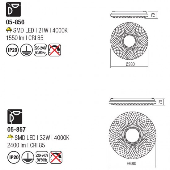Plafoniera Smarter Flora Led 24W 4000K [3]