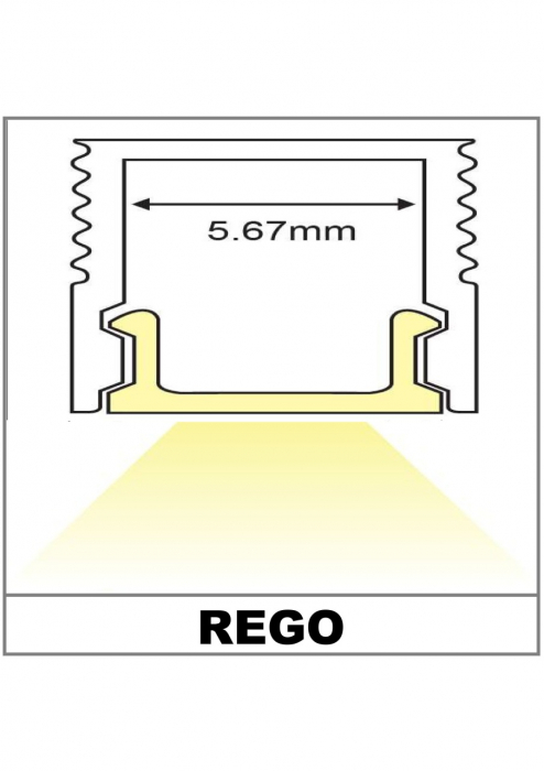 Profil aluminiu aparent HOOD14, aluminiu neanodizat, lungime 2m, 17,6mm x 17,6 mm + Dispersor alb mat click [4]