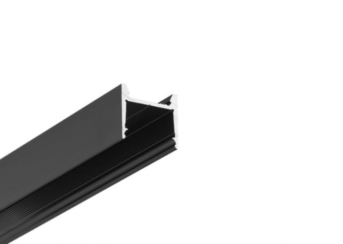 Profil aluminiu aparent HOOD14, negru, lungime 2m, 17,6mm x 17,6mm + Dispersor alb mat click [1]