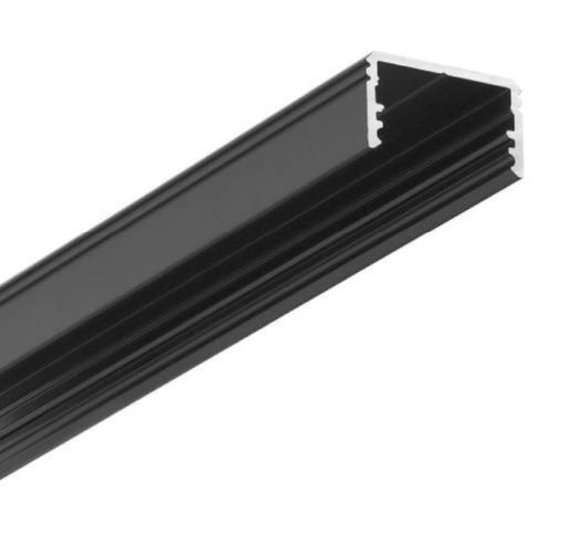 Profil aluminiu aparent UNI14, negru, lungime 2m, 17,6mm x 10mm + Dispersor alb mat click [1]