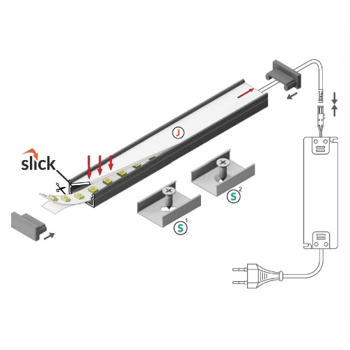 Profil LED aparent BEGTON 12, alb, lungime 2m, 14,4mm x 6,6mm + Dispersor alb mat click [2]