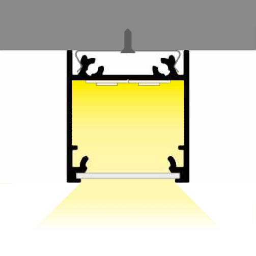 Profil LED aparent LINEA 20, aluminiu neanodizat, lungime 2m, 23mm x 25,1mm + Dispersor alb mat click [4]