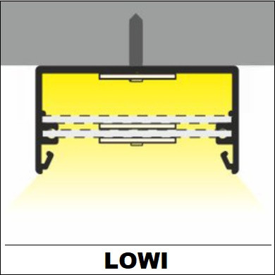 Profil LED aparent LOWI C10, aluminiu neanodizat, lungime 2m, 53mm x 28mm + Dispersor alb mat click [5]