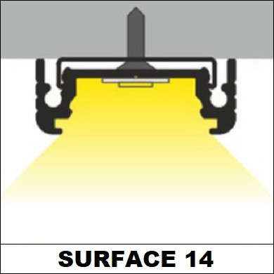 Profil LED aparent SURFACE 14, aluminiu anodizat, lungime 2m, 24mm x 9mm + Dispersor alb mat click [6]