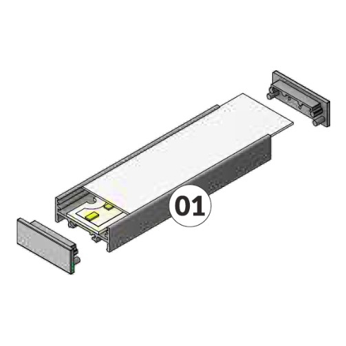 Profil LED aparent VARIO 30-01, negru, lungime 2m, 33,4mm x 12,8mm + Dispersor alb semirotund click [2]