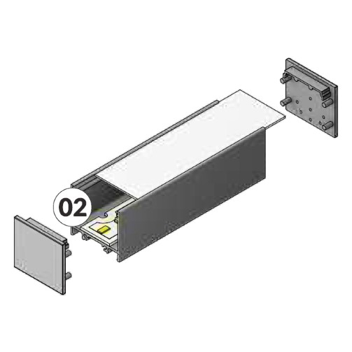Profil LED aparent VARIO 30-02, negru, lungime 2m, 33,4mm x 29,6mm + Dispersor alb mat click [2]