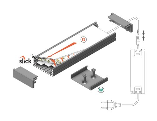Profil LED aparent WIDE 24, negru, lungime 2m, 32mm x 11mm  [2]