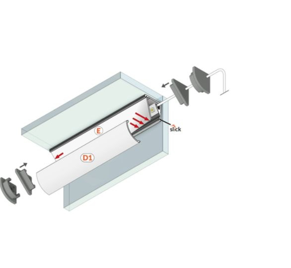 Profil LED de colț CABI 12, alb, lungime 2m, 16,5mm x 16,5mm + Dispersor alb semirotund click [4]