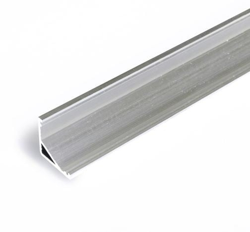 Profil LED de colț CABI 12, aluminiu neanodizat, lungime 2m, 16,5mm x 16,5mm + Dispersor alb semirotund click [1]