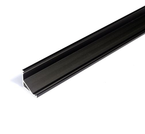 Profil LED de colț CABI 12,negru, lungime 2m, 16,5mm x16,5mm + Dispersor alb semirotund click [1]