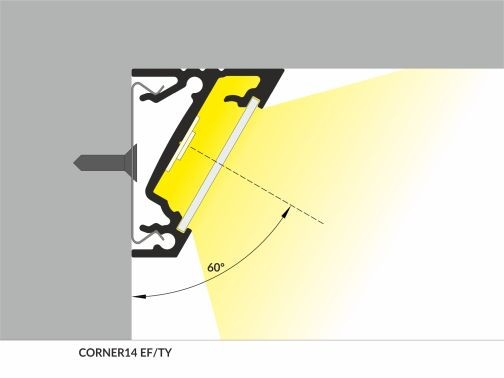 Profil LED de colț CORNER 14, alb, lungime 2m, 24mm x 19,4mm + Dispersor alb mat click [4]