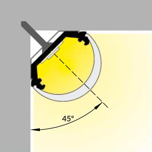Profil LED de colț QUARTER 10, aluminiu anodizat, lungime 2m, 14,5mm x 14,5mm + Dispersor alb mat [4]