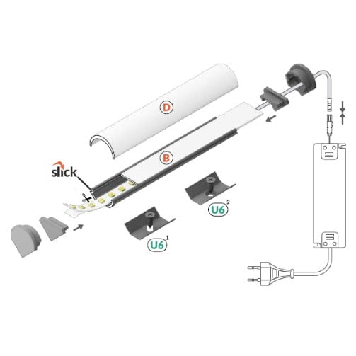 Profil LED de colț QUARTER 10, aluminiu anodizat, lungime 2m, 14,5mm x 14,5mm + Dispersor alb mat [2]