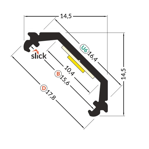 Profil LED de colț QUARTER 10, aluminiu anodizat, lungime 2m, 14,5mm x 14,5mm + Dispersor alb mat [3]