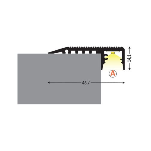 Profil LED de trepte UP-MINI 10, aluminiu anodizat, lungime 2m, 46,7mm x 14,1mm + Dispersor alb mat [2]