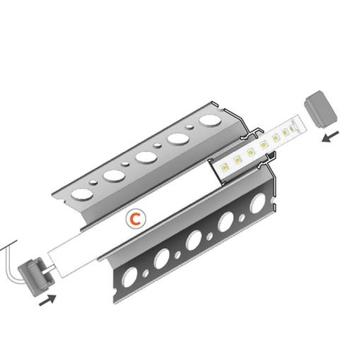 Profil LED încastrat de colț UNI-TILE12 90deg C PLUS, aluminiu anodizat, lungime 2m, 39,9mm x 39,9mm + Dispersor alb mat click [1]
