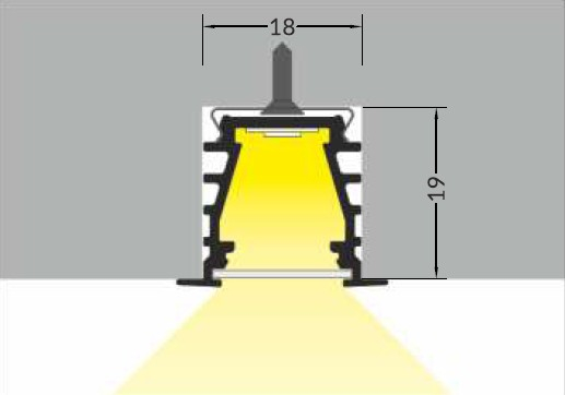 Profil LED încastrat DEEP 10, aluminiu anodizat, lungime 2m, 19mm x 23,4mm + Dispersor alb mat click [4]