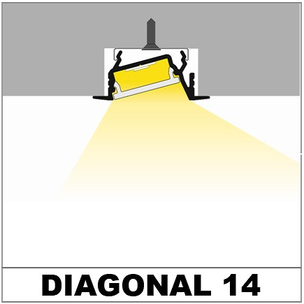 Profil LED încastrat DIAGONAL 14, aluminiu neanodizat, lungime 2m, 30mm x 12,7mm + Dispersor alb mat click [5]