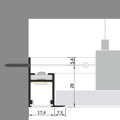 Profil LED încastrat FRAME 14, alb, lungime 2m, 33,4mm x 17,4mm + Dispersor alb mat click [5]