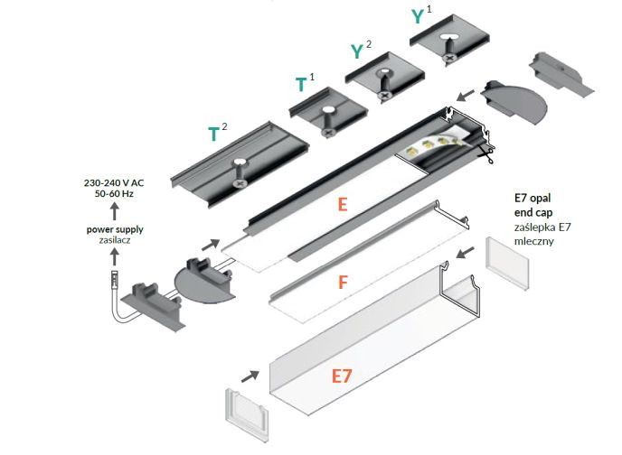 Profil LED încastrat GROOVE14, aluminiu anodizat, lungime 2m, 28mm x 8mm + Dispersor alb mat click [5]