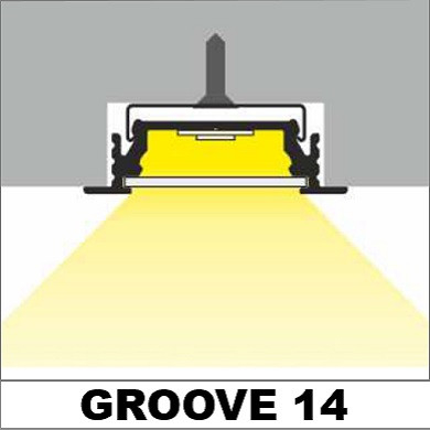 Profil LED încastrat GROOVE14, aluminiu anodizat, lungime 2m, 28mm x 8mm + Dispersor alb mat click [2]