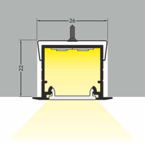 Profil LED încastrat LINEA IN 20, aluminiu neanodizat, lungime 2m, 30mm x 20,4mm + Dispersor alb mat click [4]