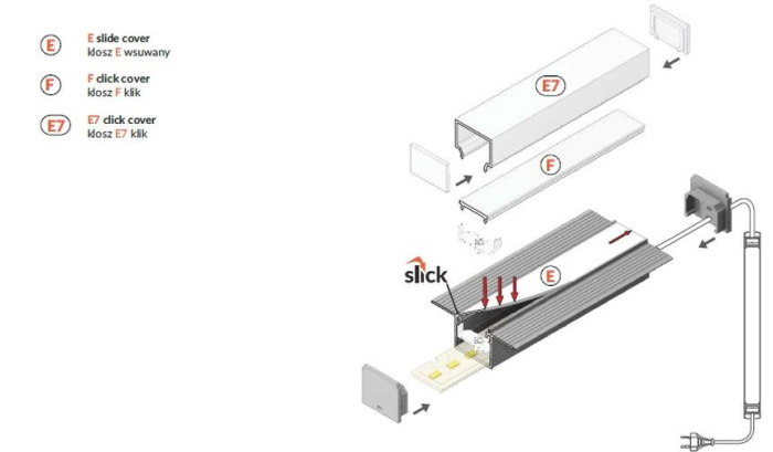 Profil LED încastrat LINEA-IN20 Trimless, aluminiu anodizat, lungime 2m, 53,2mm x 20,6mm + Dispersor alb mat click [4]