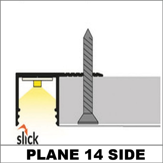 Profil LED încastrat PLANE14 SIDE, aluminiu neanodizat, lungime 2m, 34,6mm x 14mm + Dispersor alb mat click [2]
