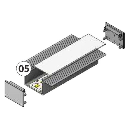 Profil LED încastrat VARIO 30-05, aluminiu neanodizat, lungime 2m, 24mm x 63,4mm + Dispersor alb mat click [2]