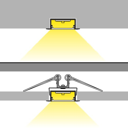 Profil LED încastrat VARIO 30-06, alb, lungime 2m, 44,4mm x 14mm + Dispersor alb mat click [4]