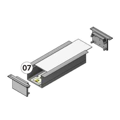 Profil LED încastrat VARIO 30-07, alb, lungime 2m, 44,4mm x 24mm  +Dispersor alb mat click [2]