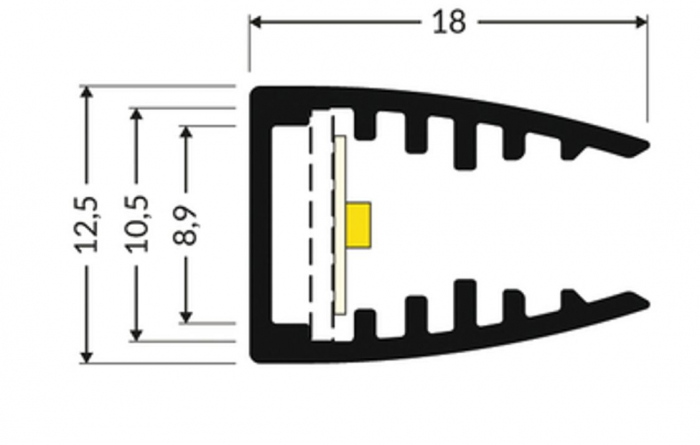Profil LED pentru sticlă MIKRO10, aluminiu anodizat, lungime 2m, 12,5mm x 18mm  [3]