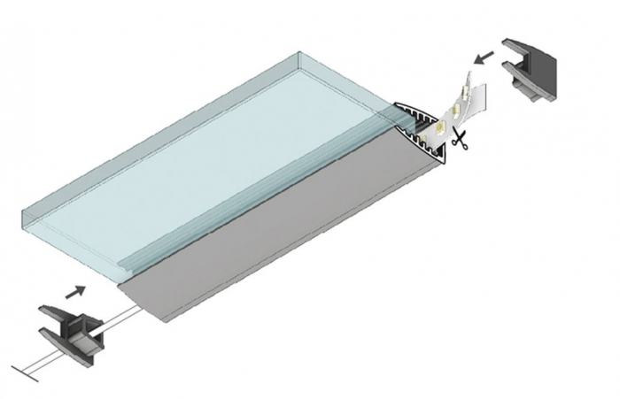 Profil LED pentru sticlă MIKRO10, aluminiu anodizat, lungime 2m, 12,5mm x 18mm  [2]