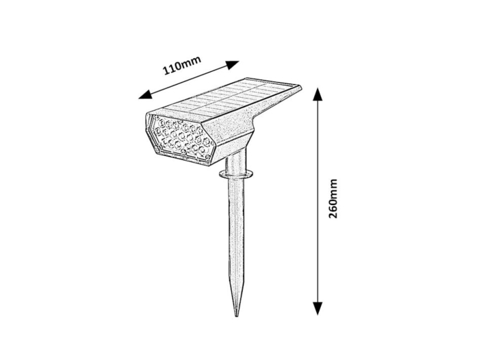 Proiector exterior fatade/plante solar Rabalux Nantes LED 0,5W 50lm 3000K plastic black stil modern DC 3.7V IP65 77088 [6]
