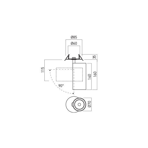 Proiector orientabil Arelux XGAMMA SURFACE GM23WW SWH 20W COB CREE 3000K 1796 lm 220-240V AC CRI90 Alb Sablat IP40 [2]