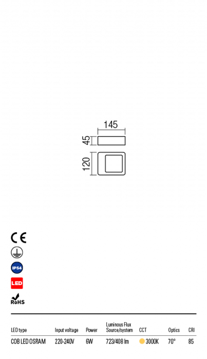 R90012 Aplica REDO RADEON LED 6W 408lm 3000K IP54 Aluminiu turnat dark brown CRI 85 [2]