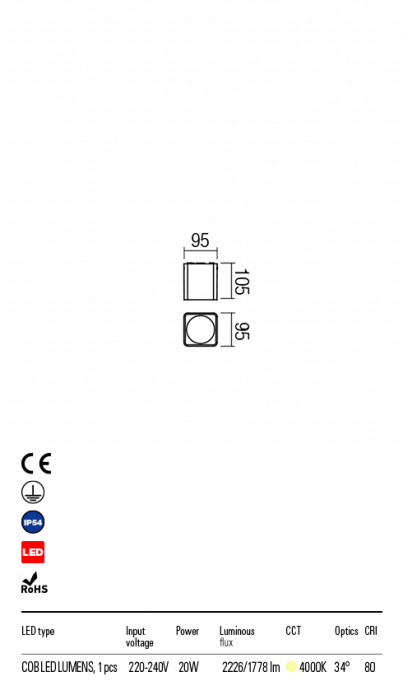 R90031 Plafoniera REDO XIA LED 20W 1696lm 4000K IP54 Aluminiu turnat white CRI 80 [2]