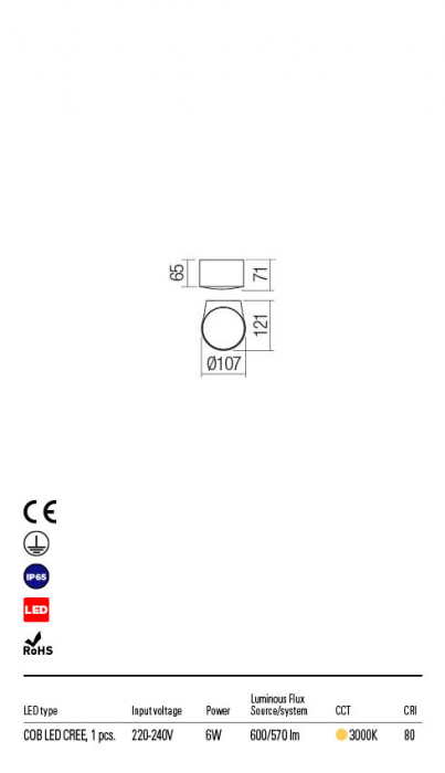 R90061 Aplica REDO LOG LED 6W 570lm 3000K IP65 Aluminiu turnat Dark grey CRI 80 [2]