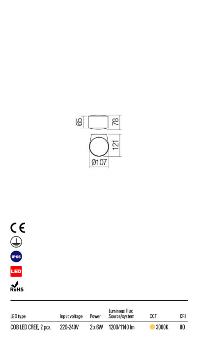 R90063 Aplica REDO LOG LED 12W 1140lm 3000K IP65 Aluminiu turnat Dark grey CRI 80 [2]