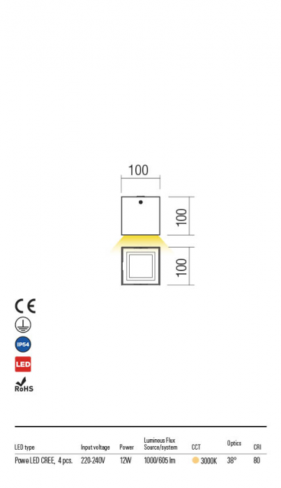 R90229 Plafoniera REDO HUB LED 9W 605lm 3000K IP54 Aluminiu Turnat Dark Gray Optics 38° CRI 80 [2]