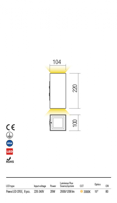 R90232 Aplica REDO HUB LED 18W 1208lm 3000K IP54 Aluminiu Turnat Dark Gray Optics 15° CRI 80 [2]