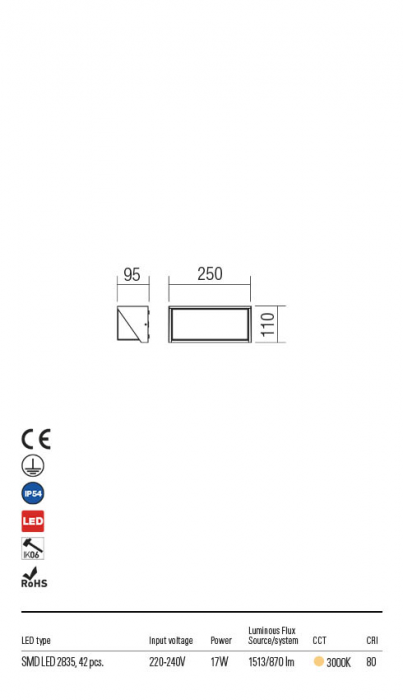 R90237 Aplica REDO SPECTRA LED 16W 870lm 3000K IP54 Aluminiu turnat MATT WHITE CRI 80 [2]