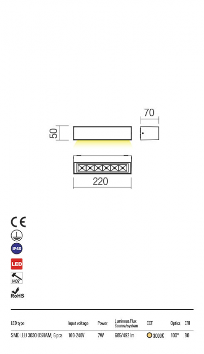 R90249 Aplica REDO AROOS LED 6,5W 492lm 3000K IP65 Aluminiu Turnat Corten Optics 100° CRI 80 [2]